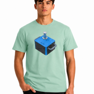 Seafoam green J-JACK Launch Edition T-Shirt featuring the J-JACK Smart Bluetooth Hydraulic Jack graphic