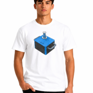 White J-JACK Launch Edition T-Shirt featuring the J-JACK Smart Bluetooth Hydraulic Jack graphic